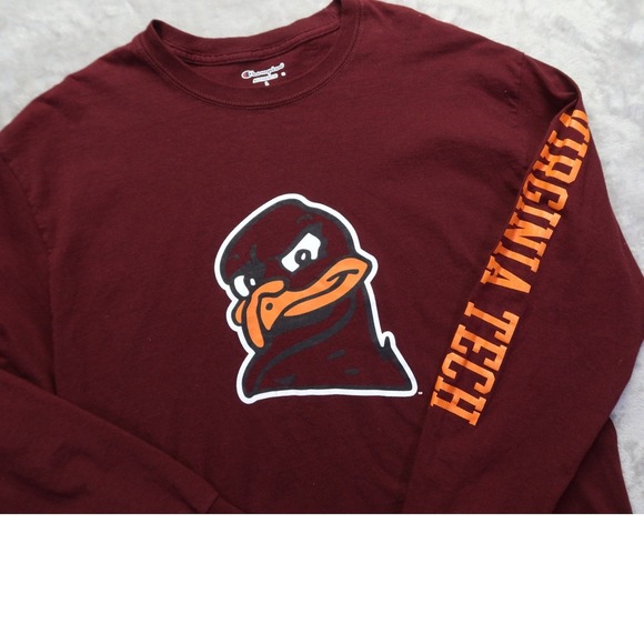Champion Other - Virginia Tech Hokies‎ Long Sleeve T-Shirt Maroon Men's L Hokie Bird